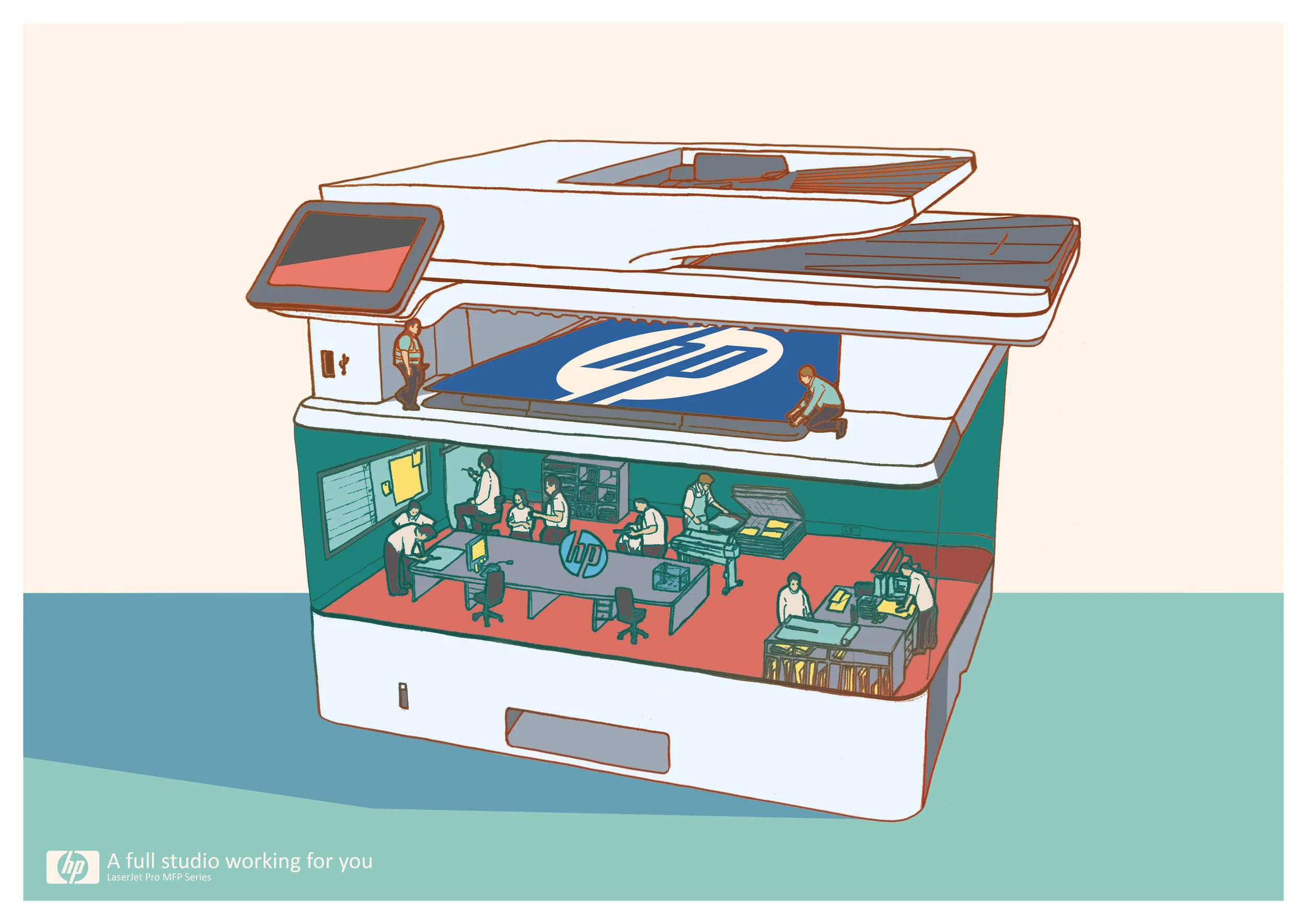 Advertisement illustration - HP (A full studio working for you)[Finalist list in Communication Arts Illustration Competition]