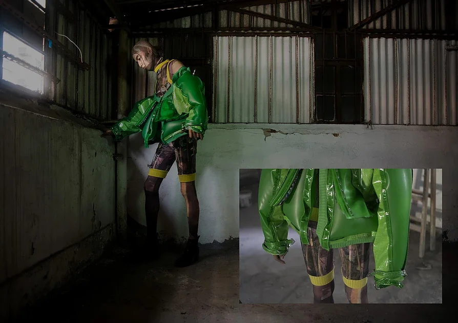 [Green Latex]-Inflatable Latex Jacket-Mesh Bodysuits